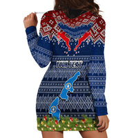 Personalised Northern Mariana Islands Christmas Hoodie Dress Coat of Arms and Map Beautiful Merry Xmas Snowflake LT03 - Polynesian Pride