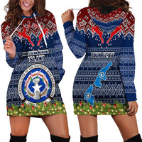 Personalised Northern Mariana Islands Christmas Hoodie Dress Coat of Arms and Map Beautiful Merry Xmas Snowflake LT03 - Polynesian Pride