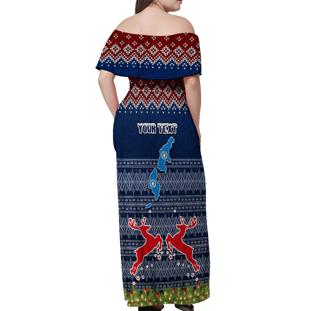 personalised-northern-mariana-islands-christmas-off-shoulder-maxi-dress-coat-of-arms-and-map-beautiful-merry-xmas-snowflake