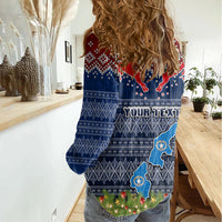 Personalised Northern Mariana Islands Christmas Women Casual Shirt Coat of Arms and Map Beautiful Merry Xmas Snowflake LT03 - Polynesian Pride