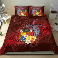 Tonga Humpback Whale Bedding Set National Seal with Hibiscus and Polynesian Tattoo