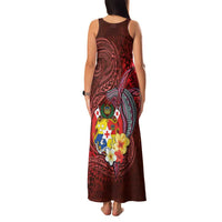 Tonga Humpback Whale Family Matching Tank Maxi Dress and Hawaiian Shirt National Seal with Hibiscus and Polynesian Tattoo LT03 - Polynesian Pride