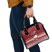 Palau Christmas Shoulder Handbag Snowman and Palau Coat of Arms Maori Tribal Xmas Style LT03 - Polynesian Pride