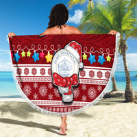 Personalised Palau Christmas Beach Blanket Snowman and Palau Coat of Arms Maori Tribal Xmas Style LT03 - Wonder Print Shop