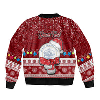 Personalised Palau Christmas Bomber Jacket Snowman and Palau Coat of Arms Maori Tribal Xmas Style LT03 - Polynesian Pride