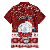 Personalised Palau Christmas Family Matching Off Shoulder Long Sleeve Dress and Hawaiian Shirt Snowman and Palau Coat of Arms Maori Tribal Xmas Style LT03 - Polynesian Pride