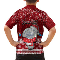 Personalised Palau Christmas Family Matching Off Shoulder Maxi Dress and Hawaiian Shirt Snowman and Palau Coat of Arms Maori Tribal Xmas Style LT03 - Polynesian Pride