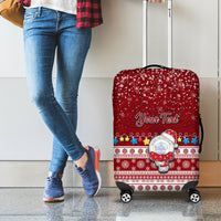Personalised Palau Christmas Luggage Cover Snowman and Palau Coat of Arms Maori Tribal Xmas Style LT03 - Polynesian Pride