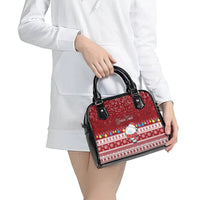 Personalised Palau Christmas Shoulder Handbag Snowman and Palau Coat of Arms Maori Tribal Xmas Style LT03 - Polynesian Pride