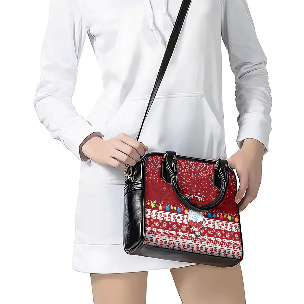 Personalised Palau Christmas Shoulder Handbag Snowman and Palau Coat of Arms Maori Tribal Xmas Style LT03 - Polynesian Pride