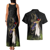 New Zealand Hoiho Couples Matching Tank Maxi Dress and Hawaiian Shirt Maori Art Tattoo and Silver Fern LT03 - Polynesian Pride