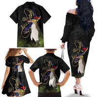 New Zealand Hoiho Family Matching Off The Shoulder Long Sleeve Dress and Hawaiian Shirt Maori Art Tattoo and Silver Fern LT03 - Polynesian Pride