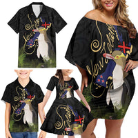 New Zealand Hoiho Family Matching Off Shoulder Short Dress and Hawaiian Shirt Maori Art Tattoo and Silver Fern LT03 - Polynesian Pride