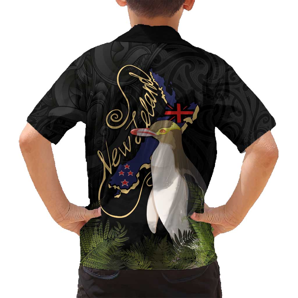 New Zealand Hoiho Family Matching Puletasi and Hawaiian Shirt Maori Art Tattoo and Silver Fern LT03 - Polynesian Pride