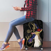 New Zealand Hoiho Luggage Cover Maori Art Tattoo and Silver Fern LT03 - Polynesian Pride