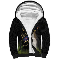 New Zealand Hoiho Sherpa Hoodie Maori Art Tattoo and Silver Fern LT03 Unisex Black - Polynesian Pride
