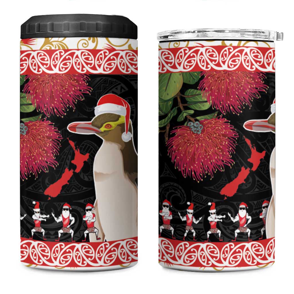 New Zealand Merry Christmas 4 in 1 Can Cooler Tumbler Hoiho Xmas - Haka Dance and Pohutukawa LT03 One Size: 16 oz White - Polynesian Pride
