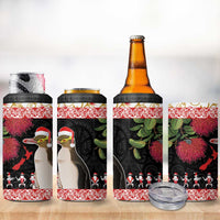 New Zealand Merry Christmas 4 in 1 Can Cooler Tumbler Hoiho Xmas - Haka Dance and Pohutukawa LT03 - Polynesian Pride