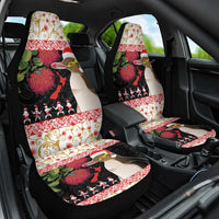 New Zealand Merry Christmas Car Seat Cover Hoiho Xmas - Haka Dance and Pohutukawa LT03 One Size White - Polynesian Pride