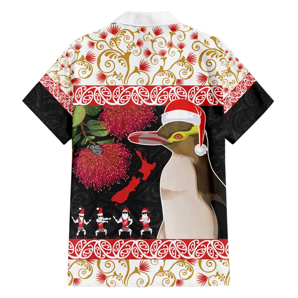 New Zealand Merry Christmas Family Matching Long Sleeve Bodycon Dress and Hawaiian Shirt Hoiho Xmas - Haka Dance and Pohutukawa LT03 - Polynesian Pride