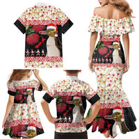 New Zealand Merry Christmas Family Matching Mermaid Dress and Hawaiian Shirt Hoiho Xmas - Haka Dance and Pohutukawa LT03 - Polynesian Pride