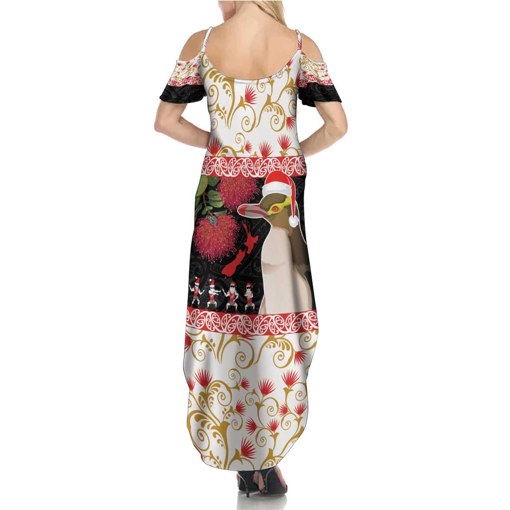New Zealand Merry Christmas Family Matching Summer Maxi Dress and Hawaiian Shirt Hoiho Xmas - Haka Dance and Pohutukawa LT03 - Polynesian Pride