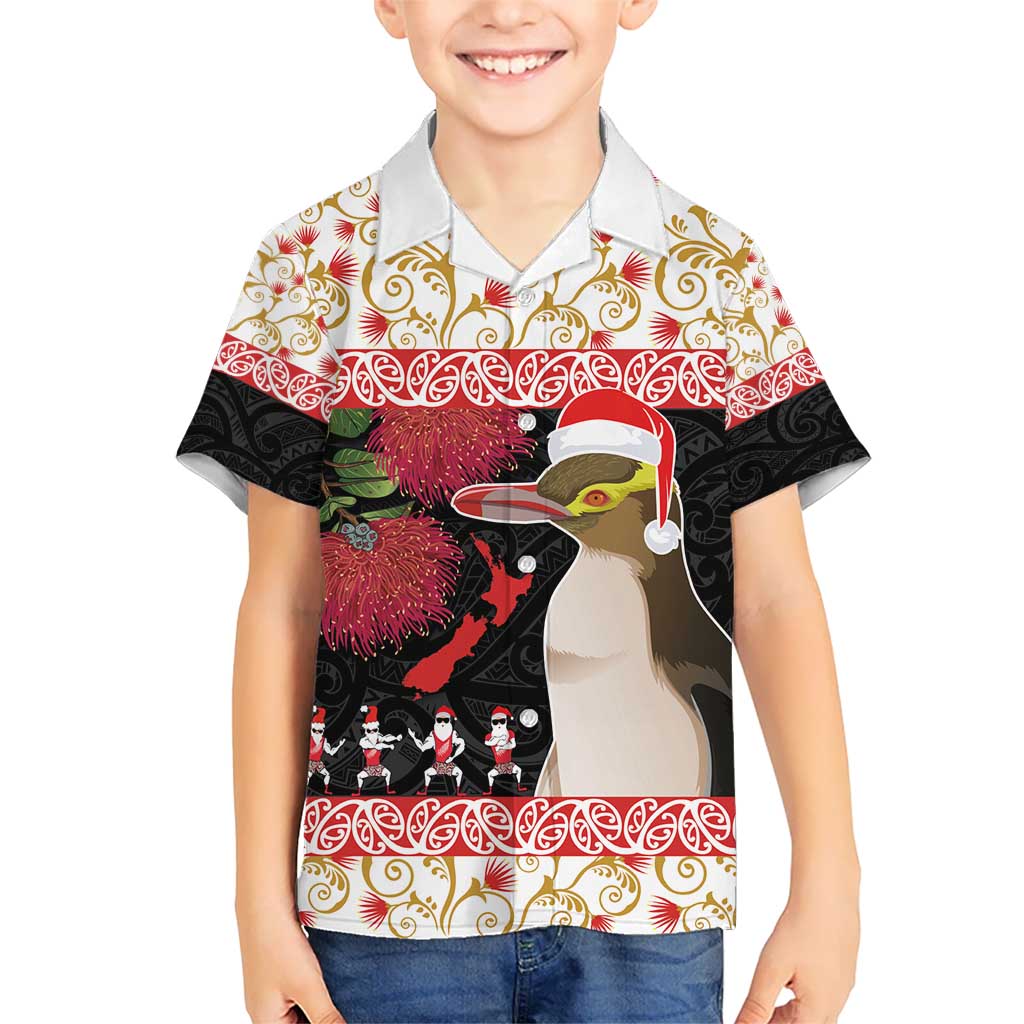 New Zealand Merry Christmas Hawaiian Shirt Hoiho Xmas - Haka Dance and Pohutukawa LT03 - Polynesian Pride