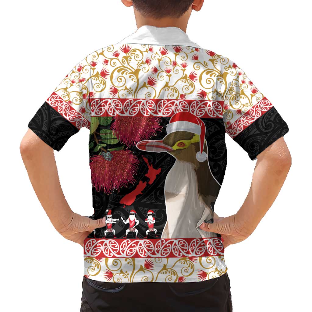 New Zealand Merry Christmas Hawaiian Shirt Hoiho Xmas - Haka Dance and Pohutukawa LT03 - Polynesian Pride