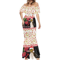New Zealand Merry Christmas Mermaid Dress Hoiho Xmas - Haka Dance and Pohutukawa LT03 - Polynesian Pride