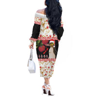 New Zealand Merry Christmas Off The Shoulder Long Sleeve Dress Hoiho Xmas - Haka Dance and Pohutukawa LT03 - Polynesian Pride