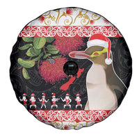 New Zealand Merry Christmas Spare Tire Cover Hoiho Xmas - Haka Dance and Pohutukawa LT03 - Polynesian Pride