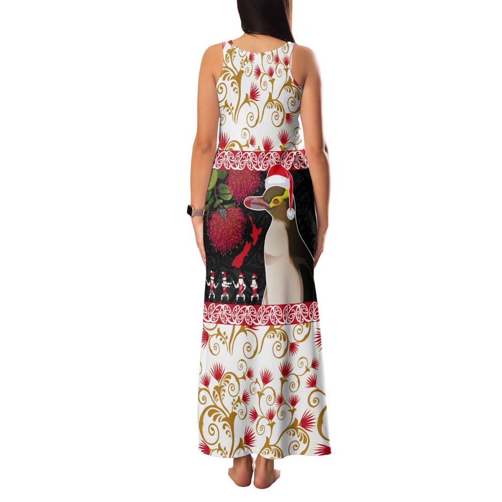 New Zealand Merry Christmas Tank Maxi Dress Hoiho Xmas - Haka Dance and Pohutukawa LT03 - Polynesian Pride