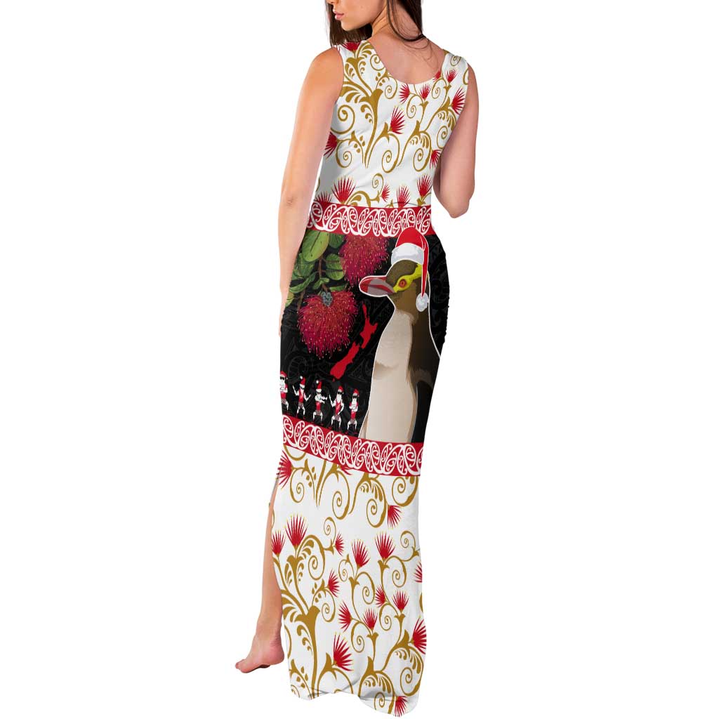 New Zealand Merry Christmas Tank Maxi Dress Hoiho Xmas - Haka Dance and Pohutukawa LT03 - Polynesian Pride