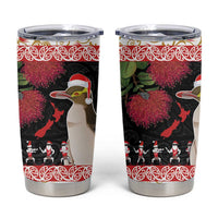 New Zealand Merry Christmas Tumbler Cup Hoiho Xmas - Haka Dance and Pohutukawa LT03 White - Polynesian Pride