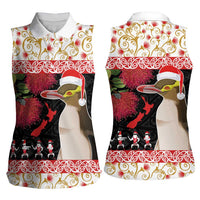 New Zealand Merry Christmas Women Sleeveless Polo Shirt Hoiho Xmas - Haka Dance and Pohutukawa
