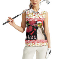 New Zealand Merry Christmas Women Sleeveless Polo Shirt Hoiho Xmas - Haka Dance and Pohutukawa