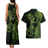 New Zealand Gecko Maori Art Tattoo Couples Matching Tank Maxi Dress and Hawaiian Shirt LT03 - Polynesian Pride