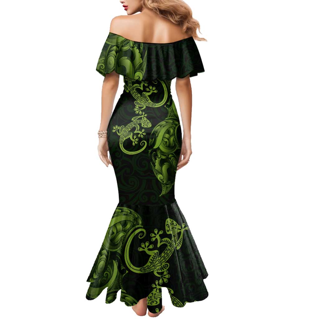 New Zealand Gecko Maori Art Tattoo Family Matching Mermaid Dress and Hawaiian Shirt LT03 - Polynesian Pride