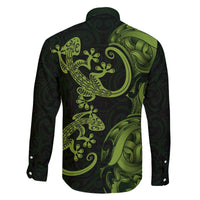 New Zealand Gecko Maori Art Tattoo Family Matching Off The Shoulder Long Sleeve Dress and Hawaiian Shirt LT03 - Polynesian Pride