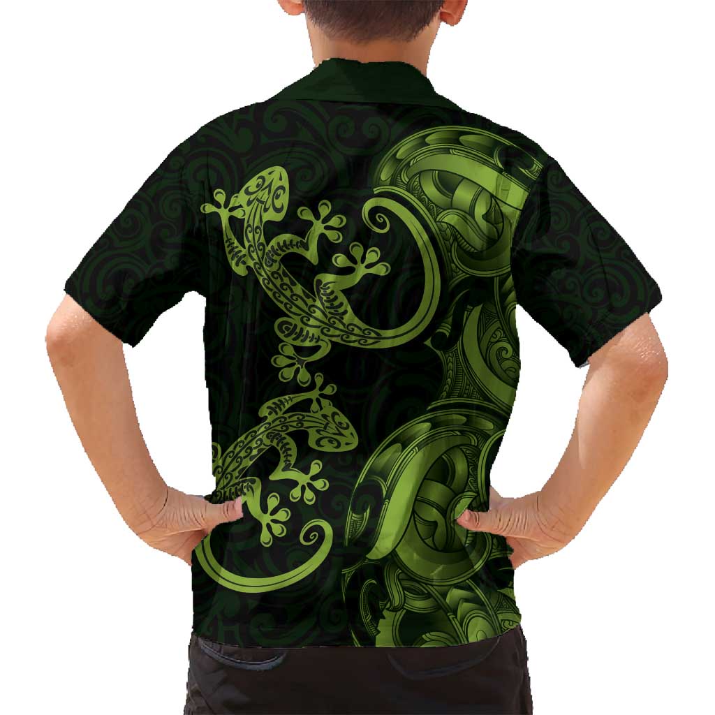 New Zealand Gecko Maori Art Tattoo Family Matching Puletasi and Hawaiian Shirt LT03 - Polynesian Pride