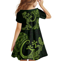 New Zealand Gecko Maori Art Tattoo Kid Short Sleeve Dress