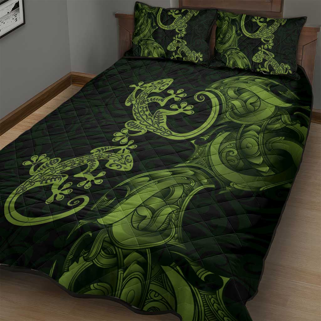 New Zealand Gecko Maori Art Tattoo Quilt Bed Set LT03 - Polynesian Pride