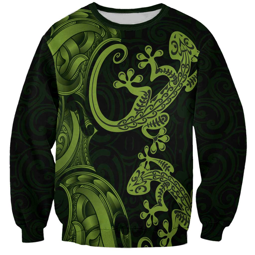New Zealand Gecko Maori Art Tattoo Sweatshirt LT03 Unisex Green - Polynesian Pride