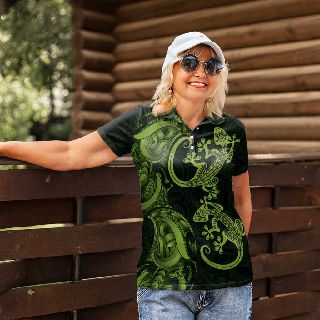 New Zealand Gecko Maori Art Tattoo Women Polo Shirt