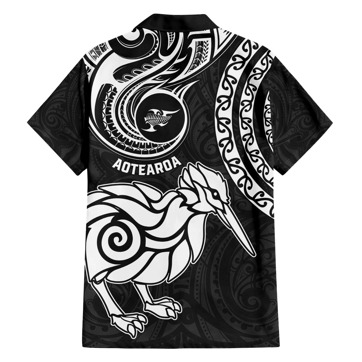 New Zealand Family Matching Off Shoulder Maxi Dress and Hawaiian Shirt Stylized Kiwi Bird Tattoo Mix Koru Circle and Maori Ethnic Vibe LT03 - Polynesian Pride