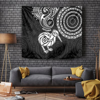New Zealand Tapestry Stylized Kiwi Bird Tattoo Mix Koru Circle and Maori Ethnic Vibe LT03 Black - Polynesian Pride