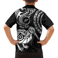Personalised New Zealand Family Matching Summer Maxi Dress and Hawaiian Shirt Stylized Kiwi Bird Tattoo Mix Koru Circle and Maori Ethnic Vibe LT03 - Polynesian Pride