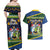 Funny Crocodile and Shark Solomon Islands Christmas Couples Matching Off Shoulder Maxi Dress and Hawaiian Shirt with National Seal Melanesian Pattern