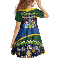 Funny Crocodile and Shark Solomon Islands Christmas Family Matching Off Shoulder Maxi Dress and Hawaiian Shirt with National Seal Melanesian Pattern LT03 - Polynesian Pride