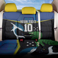 Custom Solomon Islands Rugby Back Car Seat Cover Arty Shark and Crocodile Solomon Islands National Emblems LT03 One Size Blue - Polynesian Pride